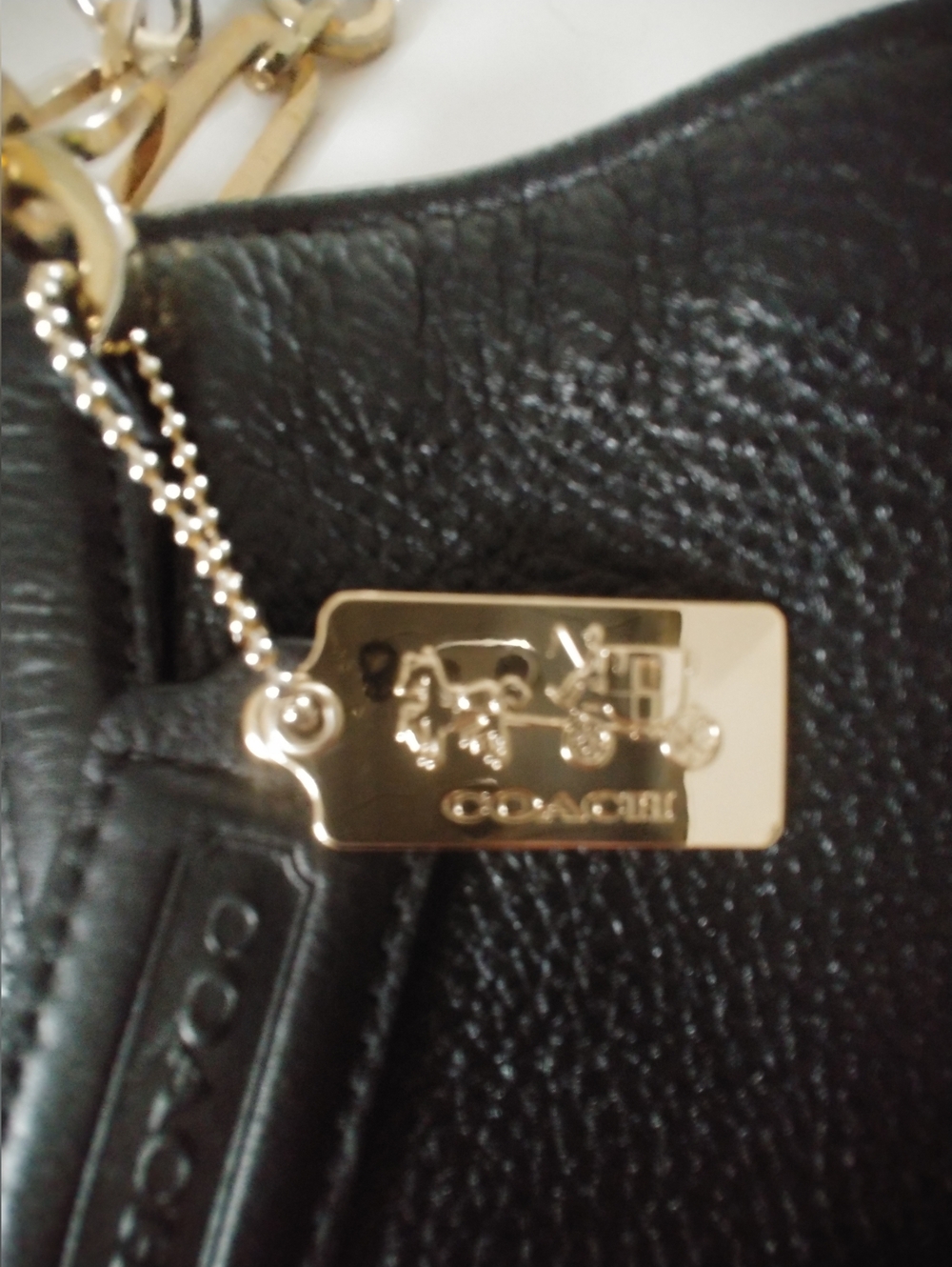 Coach Black Leather Madison Shoulder Tote with Gold Hardware - Picture 3 of 14